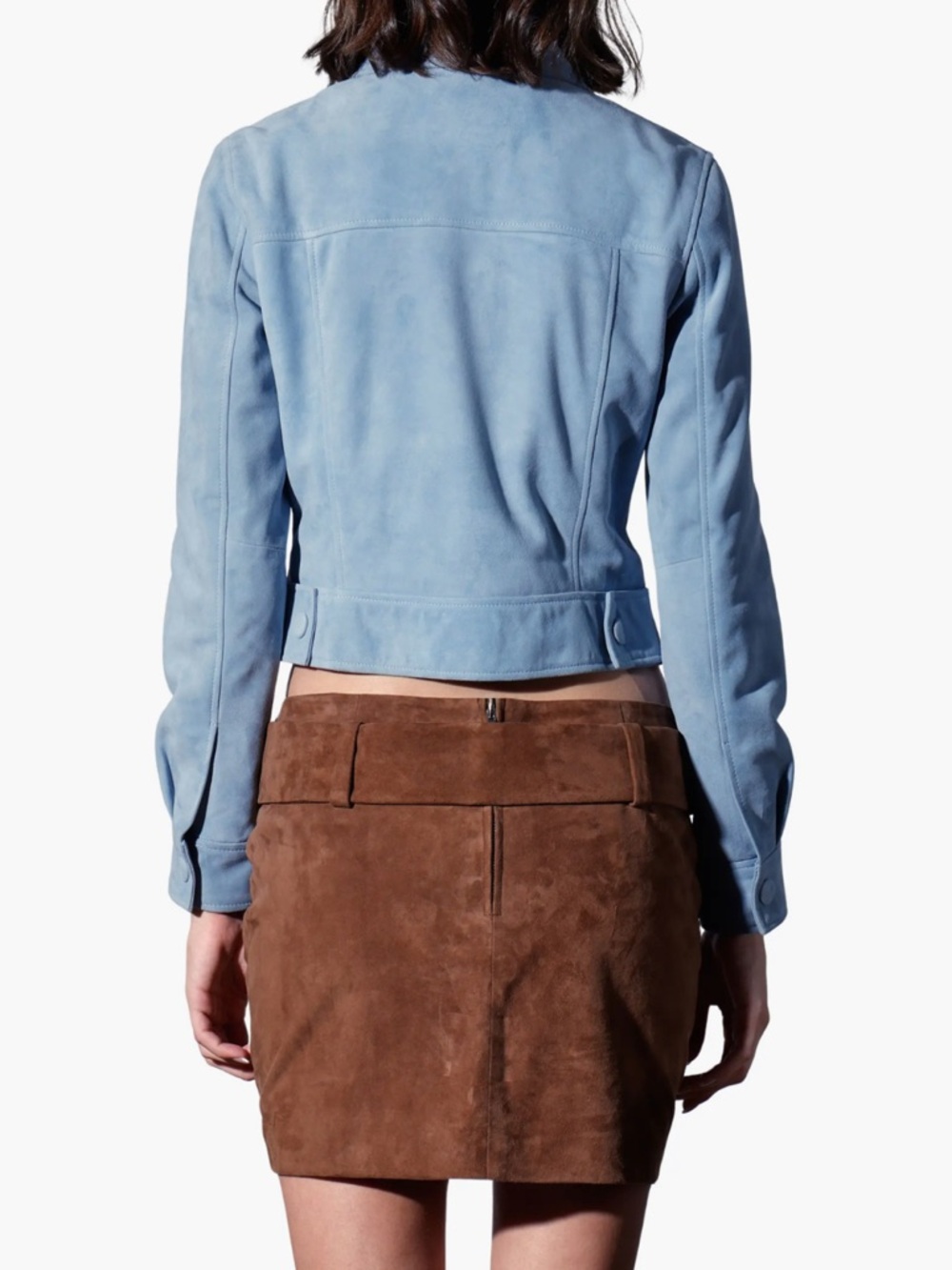 Walter Baker Kacey Suede Jacket Women's Baby Blue NWT $898 Sz Large - Picture 6 of 15